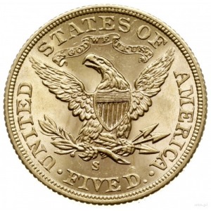 5 dolarów 1902 S, San Francisco; Fr. 145; złoto 8.35 g,...