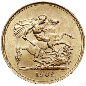 5 funtów 1902, Londyn; Seaby 3965, Fr. 398; złoto 39.97...