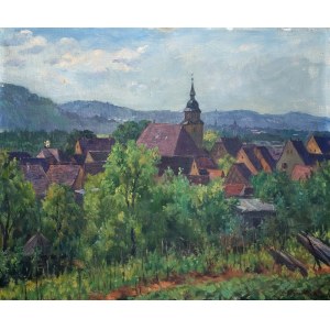 Carl Schmauk (1868-1947), Pejzaż miasteczka, 1942 r.