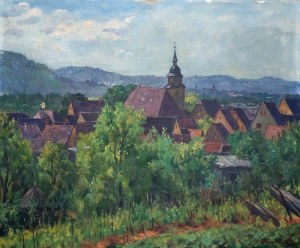 Carl Schmauk (1868-1947), Pejzaż miasteczka, 1942 r.