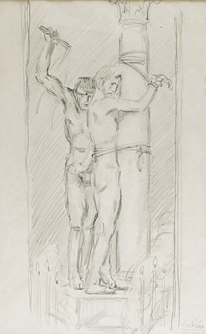 Józef MEHOFFER (1869-1946), Biczowanie - szkice rzeźby barokowej