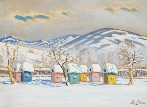 Togo Kazimierz FAŁAT (1904-1981), Pejzaż zimowy z ośnieżonymi ulami