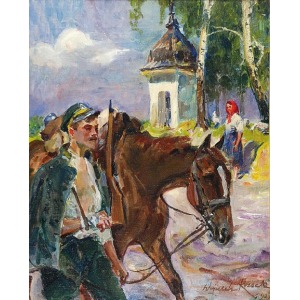 Wojciech KOSSAK (1856-1942), Ranny legionista, 1921