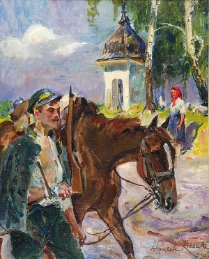 Wojciech KOSSAK (1856-1942), Ranny legionista, 1921