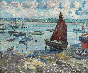 Léon KAUFMANN KAMIR (1872-1933), Regaty w Tréboul (Finiste`re) - para obrazów, 1909