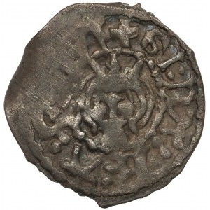 Litwa, Olgierd (Algirdas) Giedymowicz (1345-1377), Denar - głowa / heksagram - UNIKAT