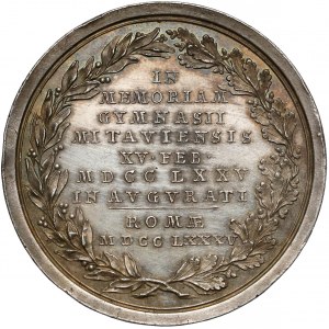 Kurlandia [Łotwa], Piotr Biron, Medal SREBRO 1785 - Gimnazjum w Mitawie