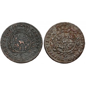 Poniatowski, Trojaks 1766 g und G - Waffenschmied und Kopf (2 St.)