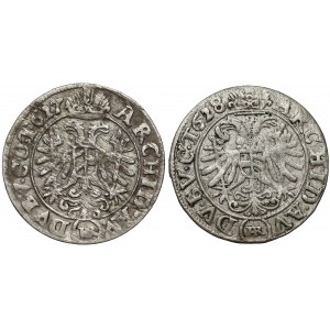 Śląsk, Ferdynand II, 3 krajcary 1627 i 1628 HR, Wrocław (2szt)