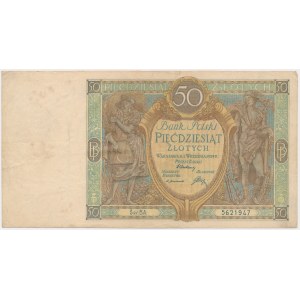 50 złotych 1929 - kropka między literami serii