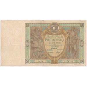 50 złotych 1929 - kropka między literami serii