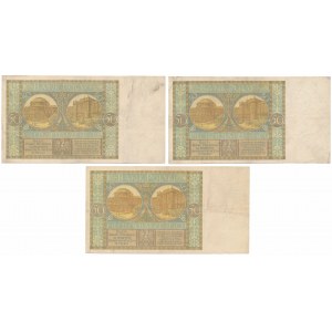 2x 50 złotych 1925 i 50 złotych 1929 - zestaw (3szt)