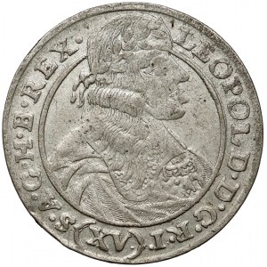 Śląsk, Leopold I, 15 krajcarów 1664 SHS, Wrocław - szerokie