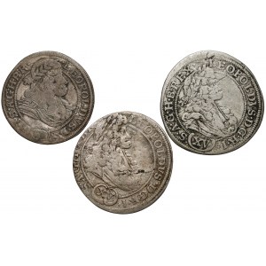 Śląsk, Leopold I, 6 i 15 krajcarów 1673-1694 - zestaw (3szt)