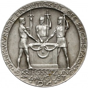 Niemcy, Medal 1914 - DENKWURDIGE EINMUTIGKEIT DES REICHSTAGS