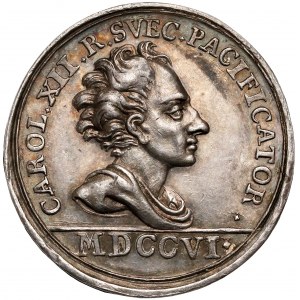 Karol XII / August II Mocny, Medal Pokój w Altranstädt 1706 - rzadki