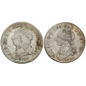 Włochy, Księstwo Sabaudii-Piemontu, Karol Emanuel III, 1/4 scudo 1766 i 1775 (2 szt)