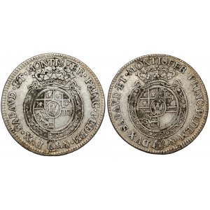 Włochy, Księstwo Sabaudii-Piemontu, Karol Emanuel III, 1/4 scudo 1766 i 1775 (2 szt)