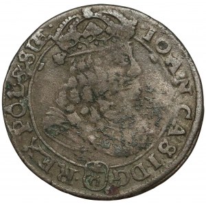 Jan II Kazimierz, Szóstak Bydgoszcz 1667 TLB - zbroja, zawinięte