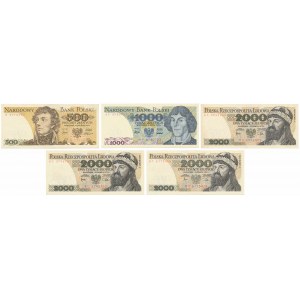 Zestaw banknotów PRL 500 - 2.000 zł (5szt)