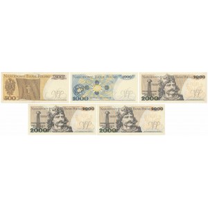Zestaw banknotów PRL 500 - 2.000 zł (5szt)