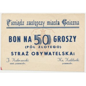 Gniezno, Straż Obywatelska, bon na 50 groszy (1939)