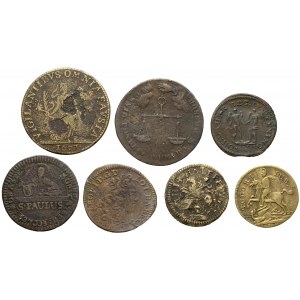Liczmany, żetony, monety mix (7szt)