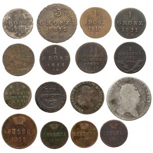 Zabory, zbiór monet srebrnych i miedzianych - zestaw (16szt)