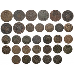 Zabór rosyjski, zbiór monet miedzianych - zestaw (32szt)