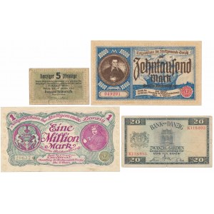 Gdańsk, zestaw banknotów z lat 1923-1937 (4szt)