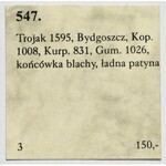 Zygmunt III Waza, Trojak Bydgoszcz 1595 - z KOLCZYKIEM - błąd REGI