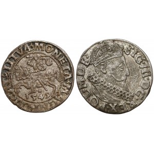 Zygmunt II i III, Półgrosz 1549 i Trojak 1621, zestaw (2szt)