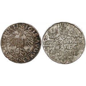 Zygmunt II i III, Półgrosz 1549 i Trojak 1621, zestaw (2szt)