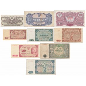 Zestaw banknotów polskich z lat 1944-1948 (9szt)