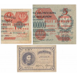 1 i 5 groszy 1924 i 1 zł 1919 (3szt)