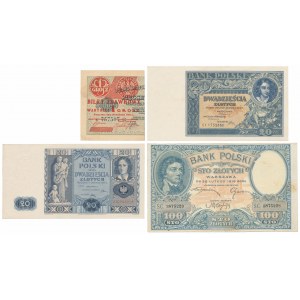 Zestaw banknotów polskich z lat 1919-1936 (4szt)