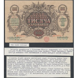 Украина, 1.000 карбованцев (1920) - AE - без водяного знака