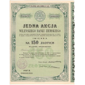 Wileński Bank Ziemski, Em.1, 150 zł 1937 - imienna - RZADKA