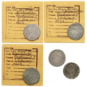 Austria, Ferdynand II i Leopold, 3 krajcary 1624-1704, zestaw (5szt)