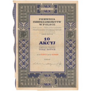 Pierwsza Fabryka Lokomotyw w Polsce, 10x 100 zł 1938