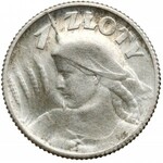 Kobieta i kłosy 1 złoty 1924 - efektowny DESTRUKT