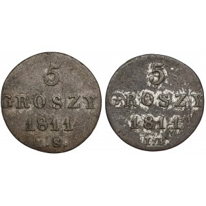 Księstwo Warszawskie, 5 groszy 1811 - IS i IB (2szt)