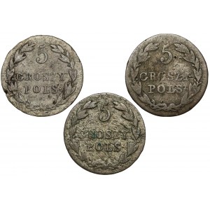 5 groszy polskich 1818, 1826 i 1828 (3szt)