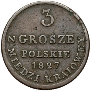 3 grosze 1827 IB z MIEDZI KRAIOWEY