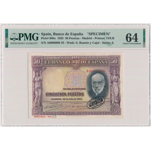 Spain, 50 Pesetas 1935 - SPECIMEN - A 0000000