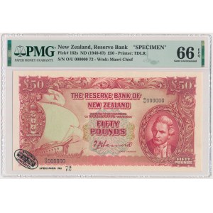 New Zealand, 50 Pounds (1940-55) - SPECIMEN