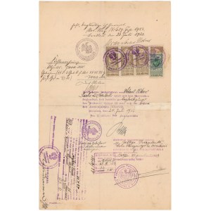 Breslau (Wrocław) offizielles Dokument von 1923 - zahlreiche Briefmarken und Stempelmarken