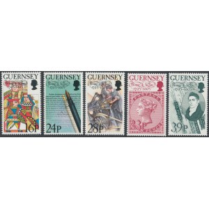 Znaczki Guernsey 1993 - 200-rocznica urodzin T. De La Rue - folderze (5szt)