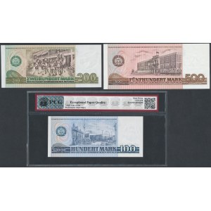 Niemcy, DDR, 100, 200 i 500 Mark 1975-85 (3szt)