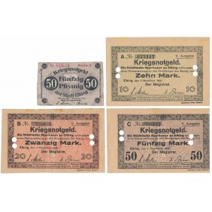 Elbing (Elbląg), 50 pfg 1917, 10, 20 i 50 mk 1918 (4szt)